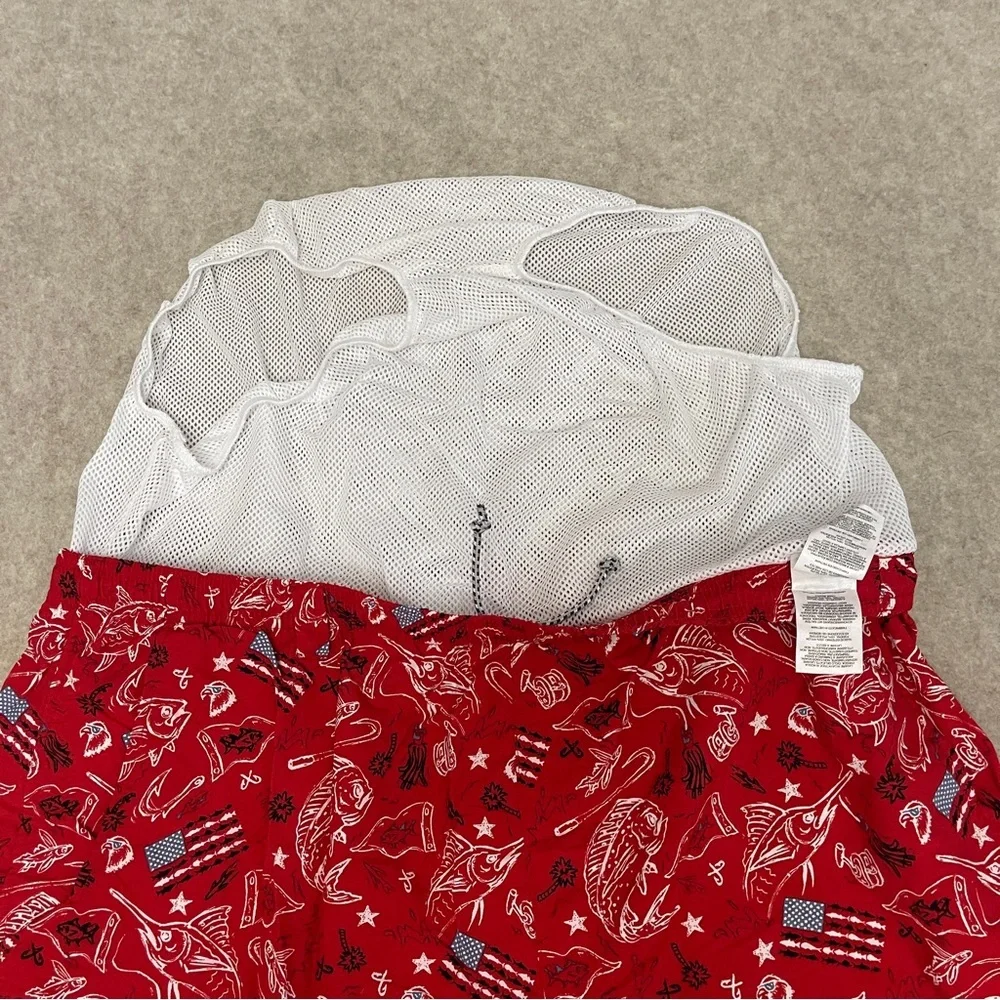 Columbia PFG Red Fish Flags Mesh Lining Men’s Swim Beach Shorts Trunks size XXL